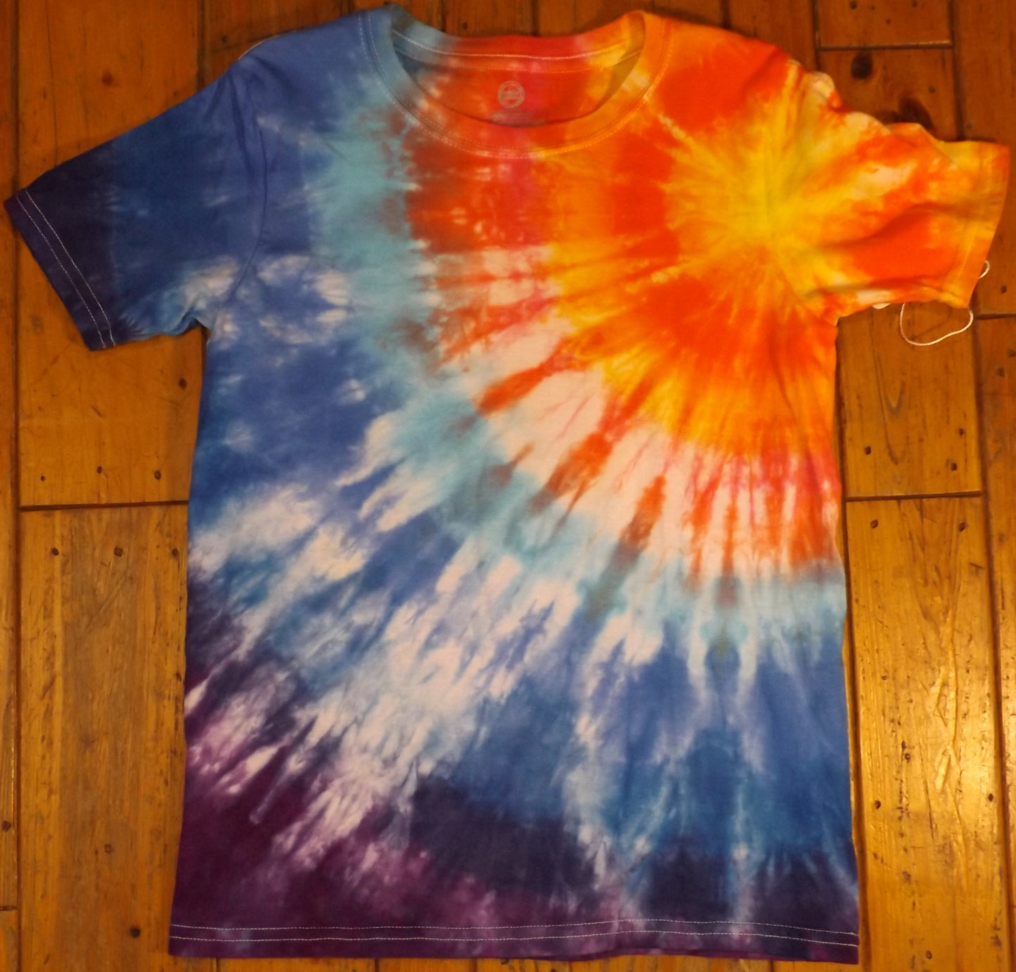 Kids Spiral Tie-dye Large Crew Neck T-shirt Sunset