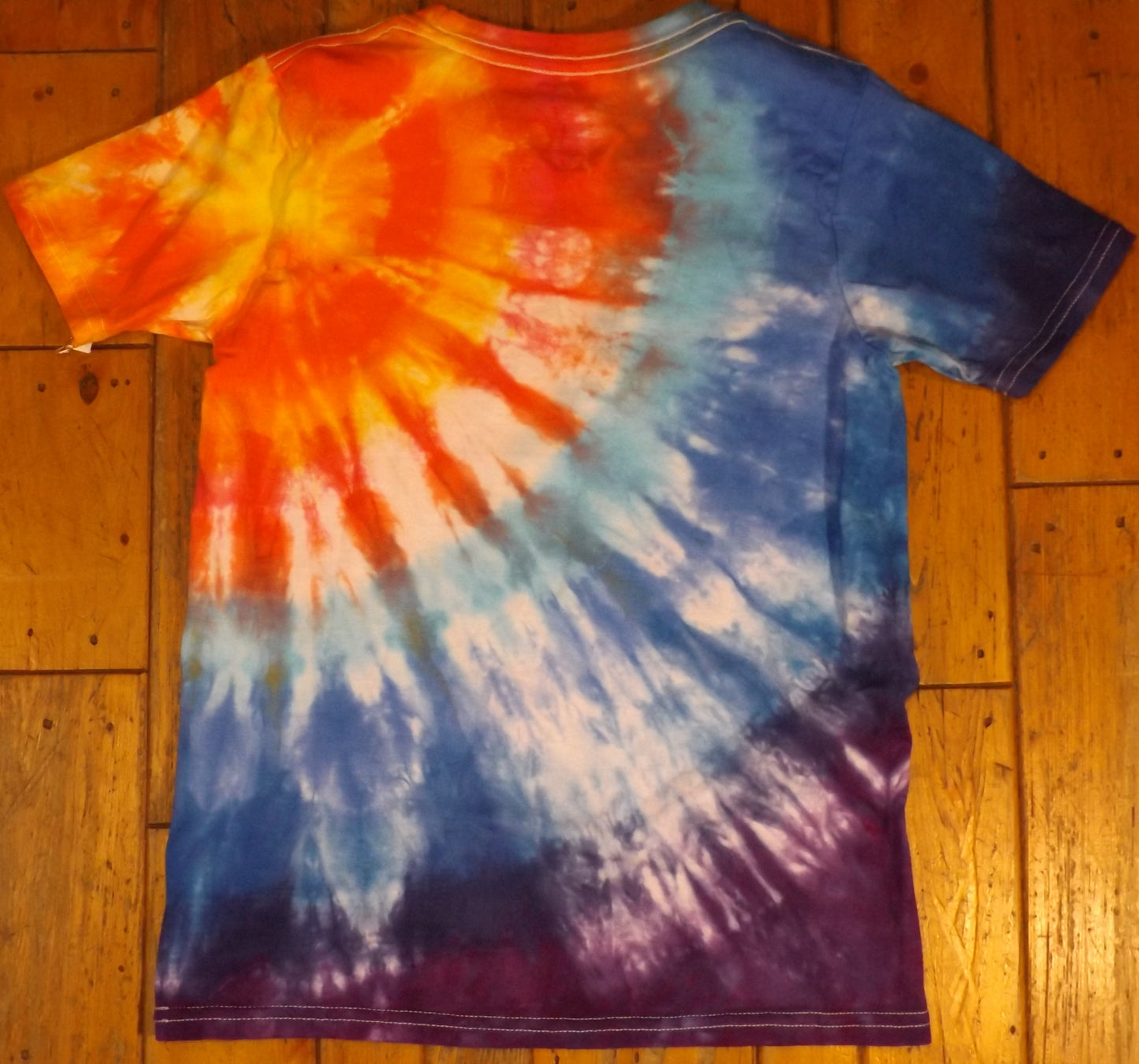 Kids Spiral Tie-dye Large Crew Neck T-shirt Sunset