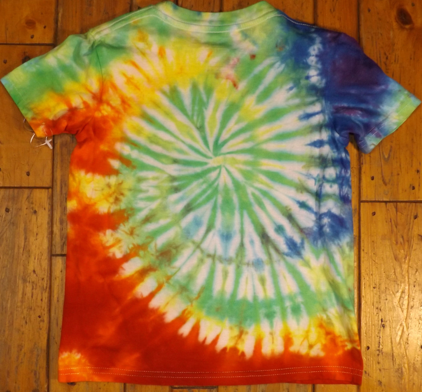 Kids Spiral Tie-dye Small Crew Neck T-shirt Rainbow Spiral