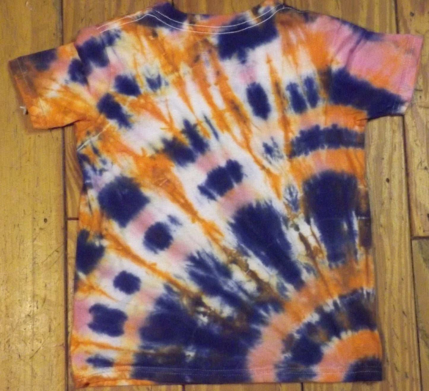 Kids Spiral Tie-dye Small Crew Neck T-shirt Blue and Orange