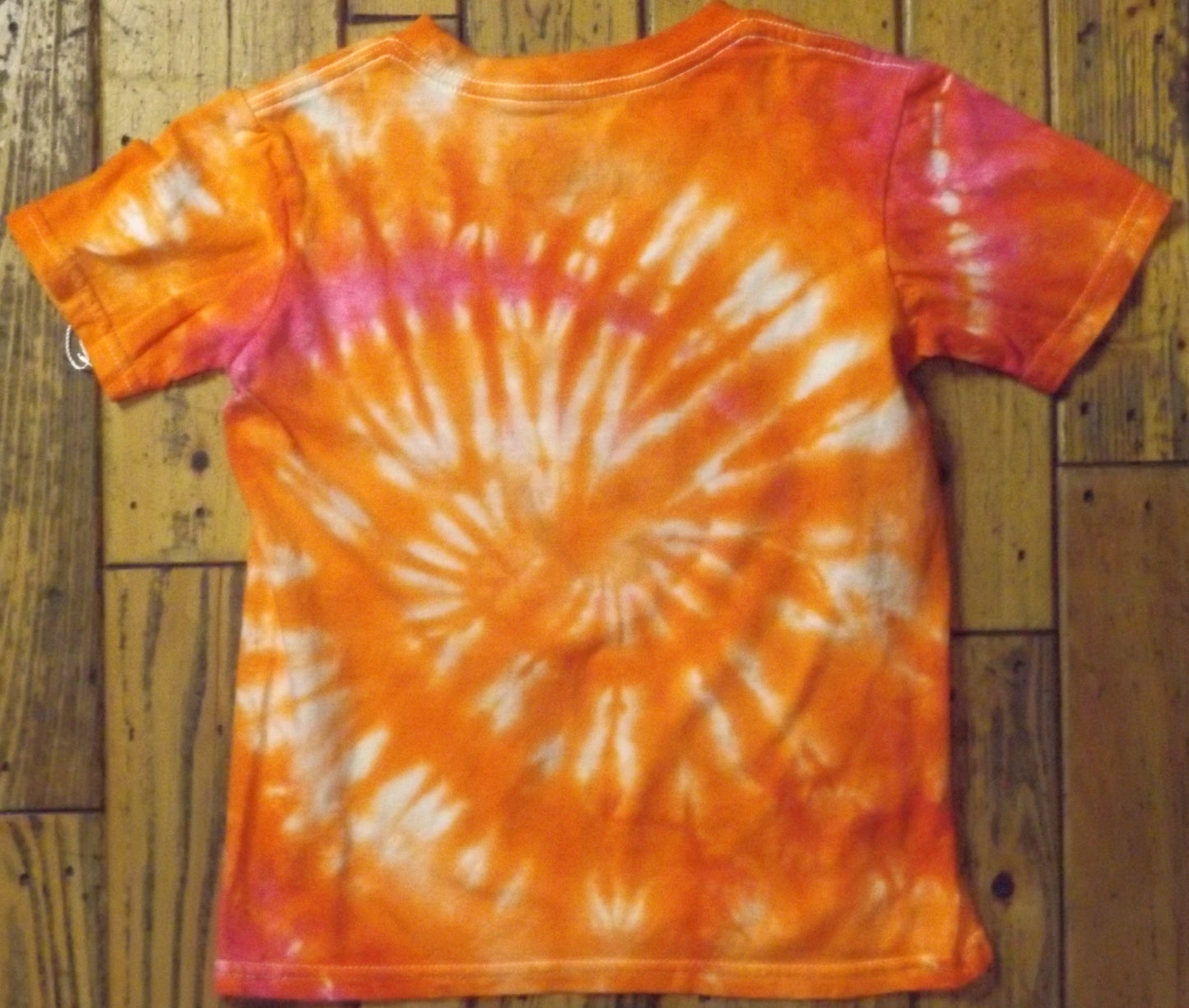 Kids Spiral Tie-dye Small Crew Neck T-shirt Orange Spiral