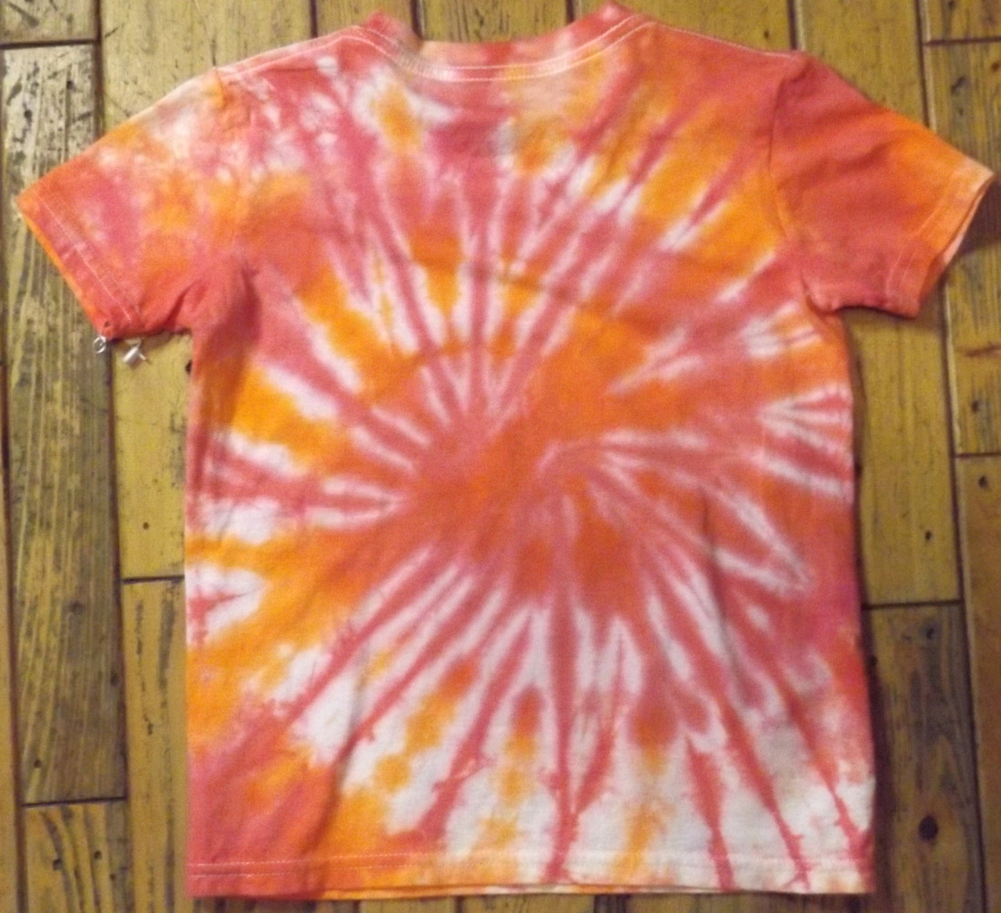 Kids Spiral Tie-dye Small Crew Neck T-shirt Orange Spiral