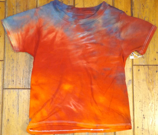 Kids Tie-dye 4T Crew Neck T-shirt Orange Cloud