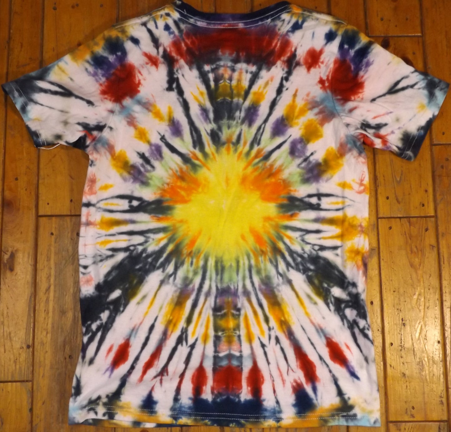 Kids Jigjag Tie-dye Large Crew Neck T-shirt Big Yellow Sun