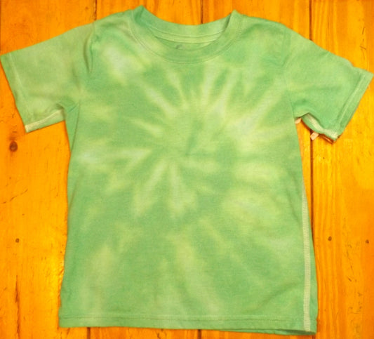 Kids Spiral Tie-dye 2T Crew Neck T-shirt Green Spiral