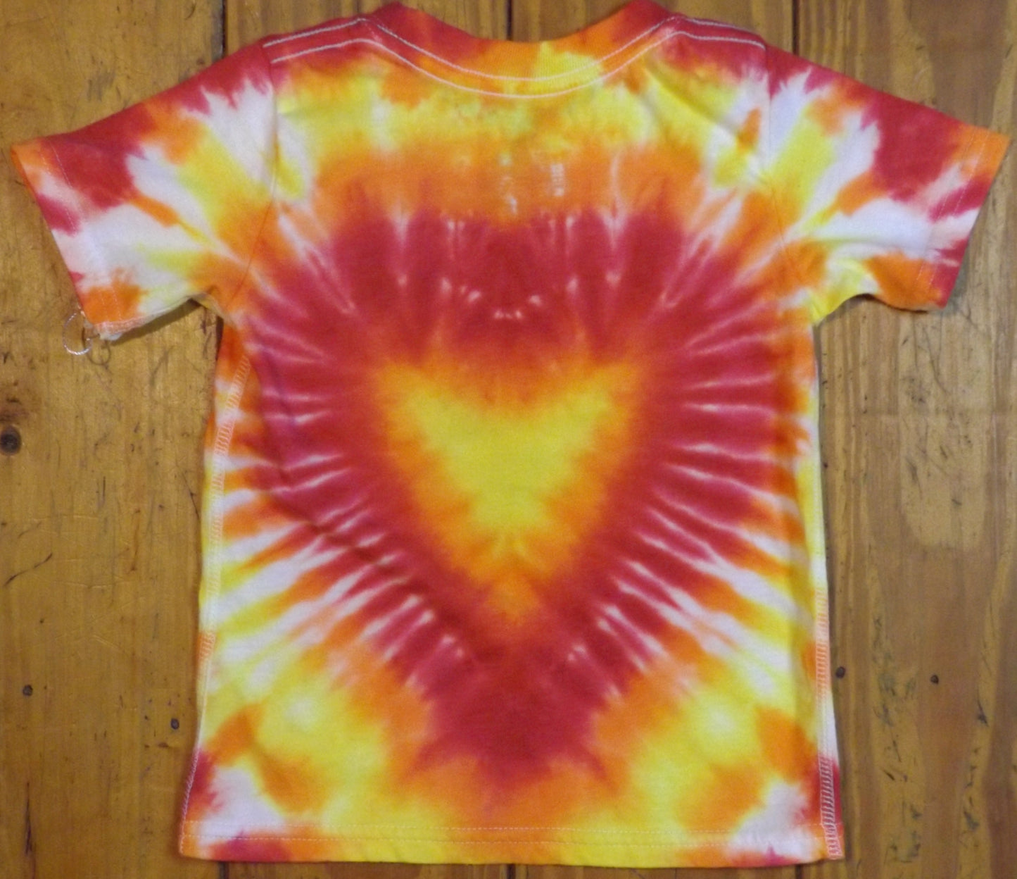 Kids Heart Tie-dye 2T Crew Neck T-shirt Red Orange Yellow