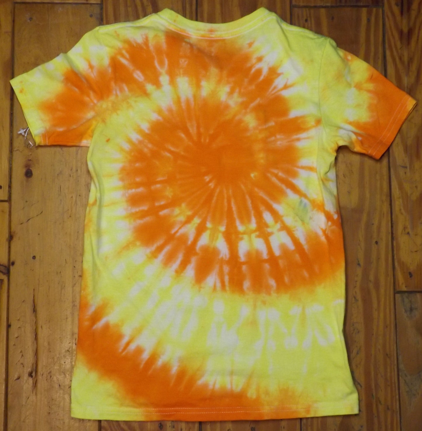 Kids Spiral Tie-dye Large Crew Neck T-shirt Orange Spiral