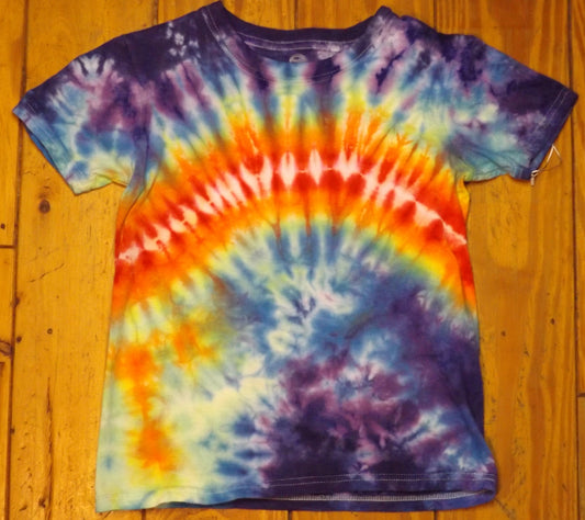 Kids Pleat Tie-dye Medium Crew Neck T-shirt Rainbow For Real