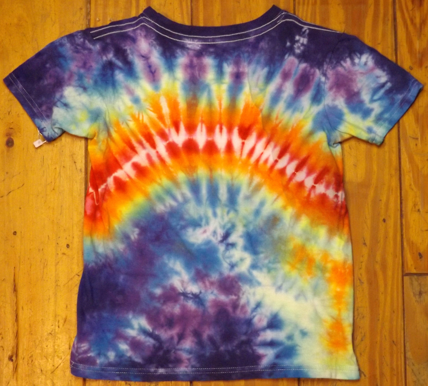 Kids Pleat Tie-dye Medium Crew Neck T-shirt Rainbow For Real