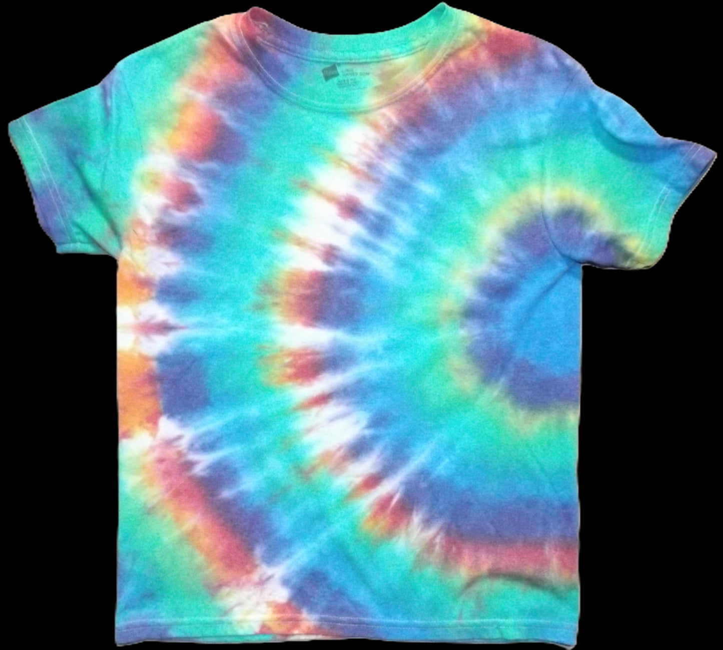 Kids Circle Tie-dye Large Crew Neck T-shirt Rainbow Circles