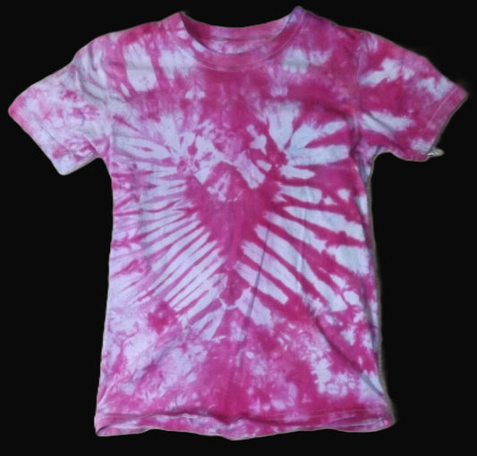 Kids Heart Tie-dye Large Crew Neck T-shirt Pink Heart Sort Of