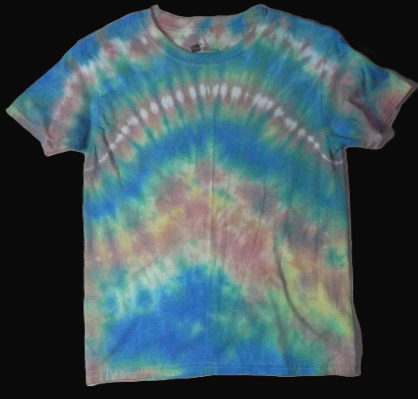 Kids Pleat Tie-dye Large Crew Neck T-shirt Soft Rainbow
