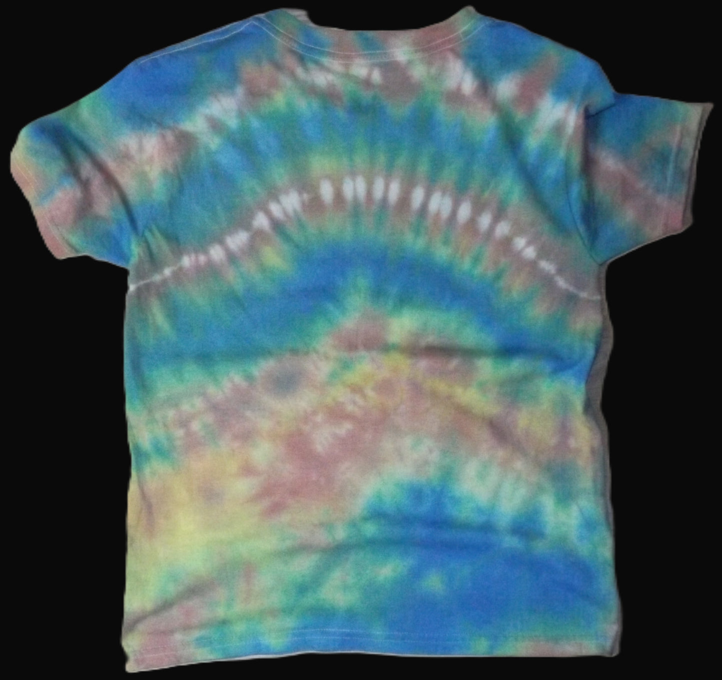 Kids Pleat Tie-dye Large Crew Neck T-shirt Soft Rainbow