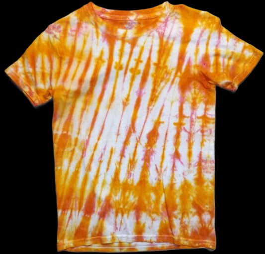 Kids Mirror Tie-dye Large Crew Neck Orange Stripes