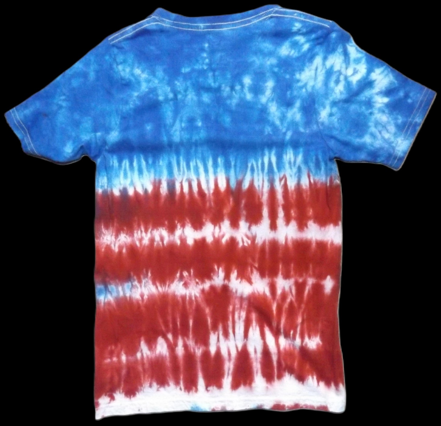Kids Pleat Tie-dye Large Crew Neck T-shirt Red, White and Blue