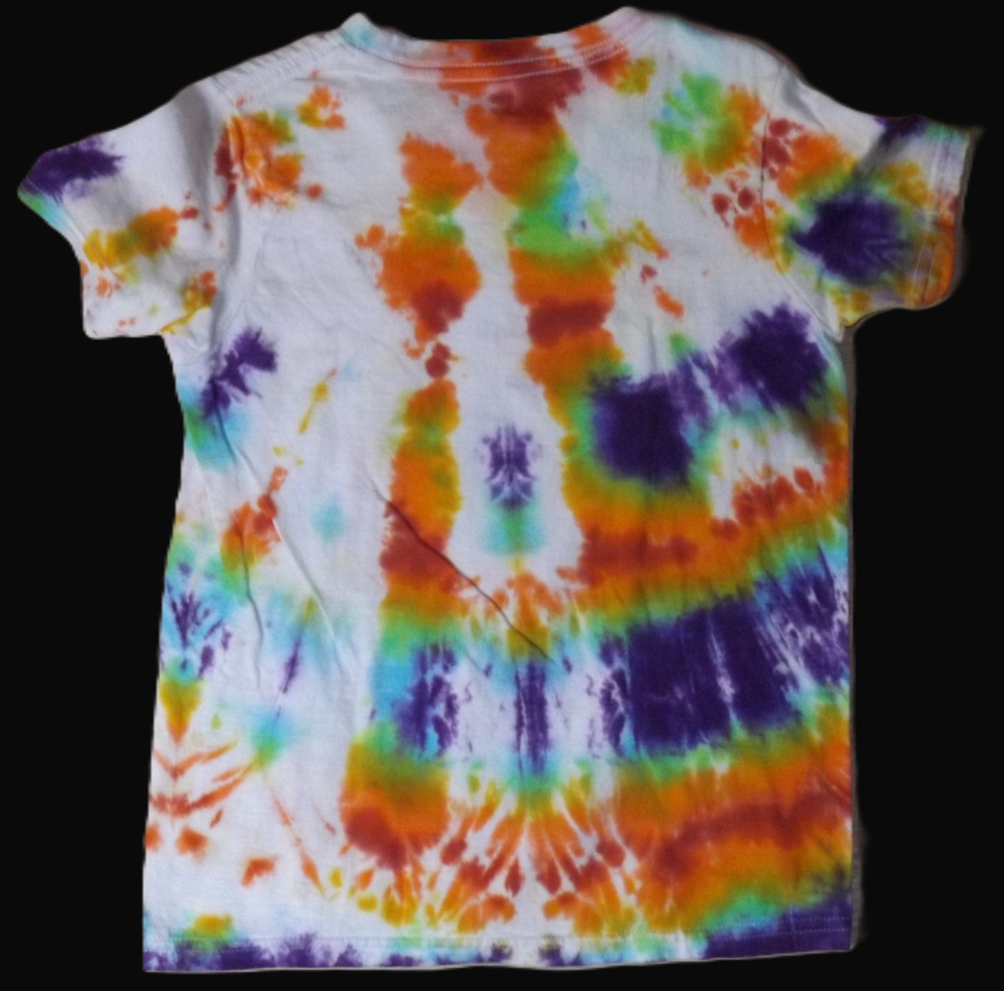 Kids Circle Tie-dye Medium Crew Neck T-shirt White Rainbow