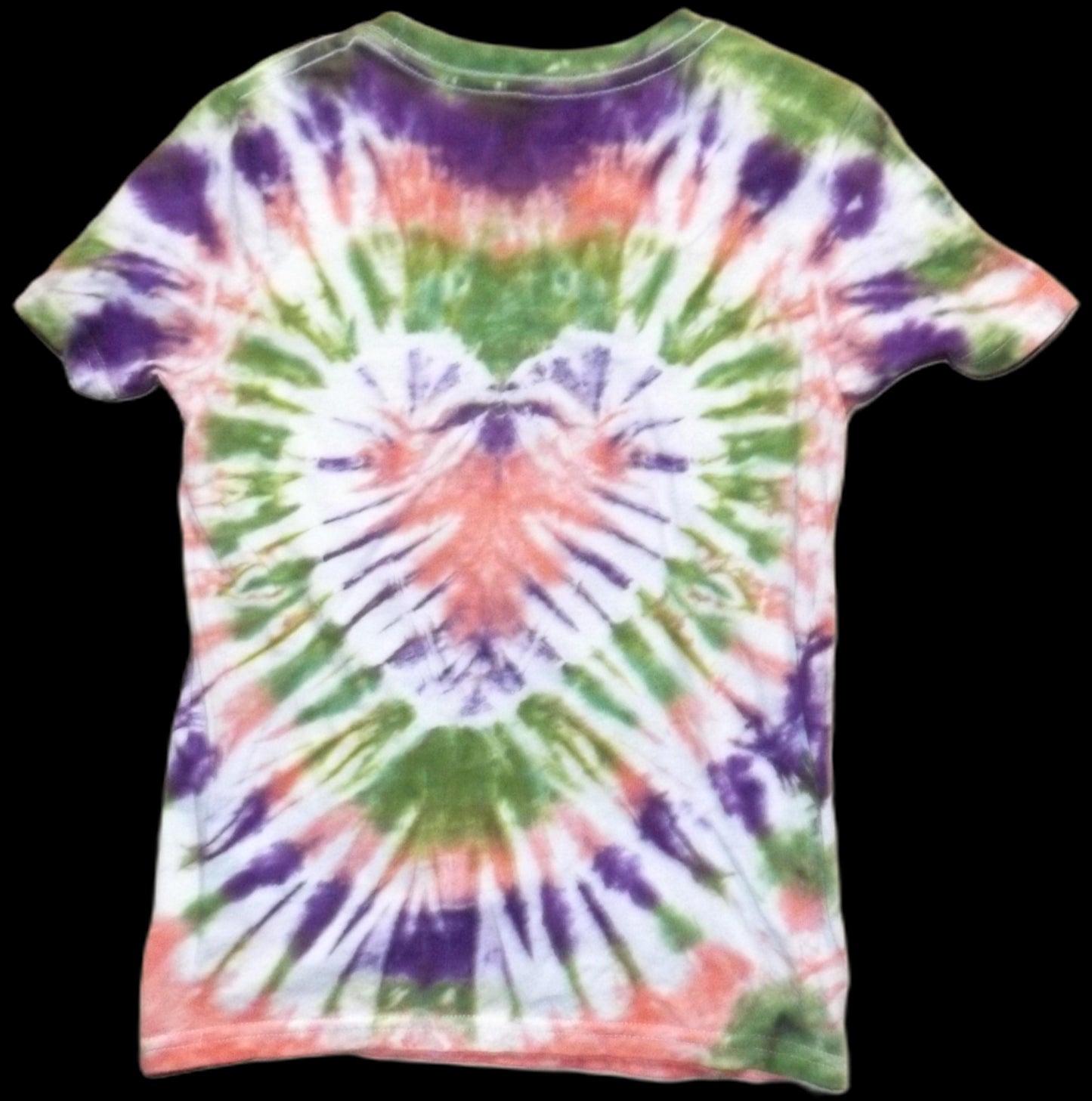 Kids Heart Tie-dye Medium Crew Neck T-shirt Coral Avocado Plum Heart