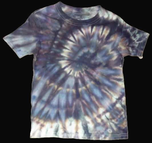 Kids Ice Tie-dye Medium Crew Neck T-shirt Kaleidoscope Eye Spiral
