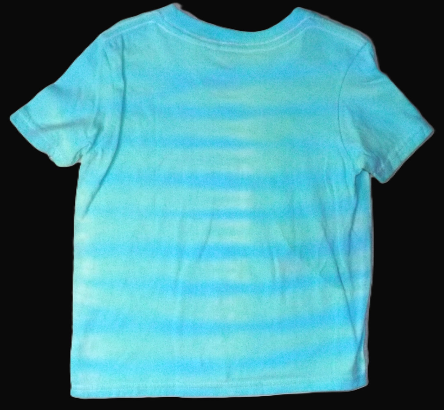 Kids Stripes Tie-dye Medium Crew Neck T-shirt Aqua and Green Stripes