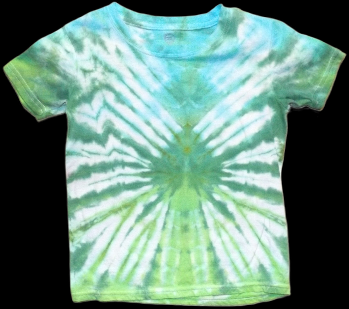 Kids Spider Tie-dye Medium Crew Neck T-shirt Green Spider
