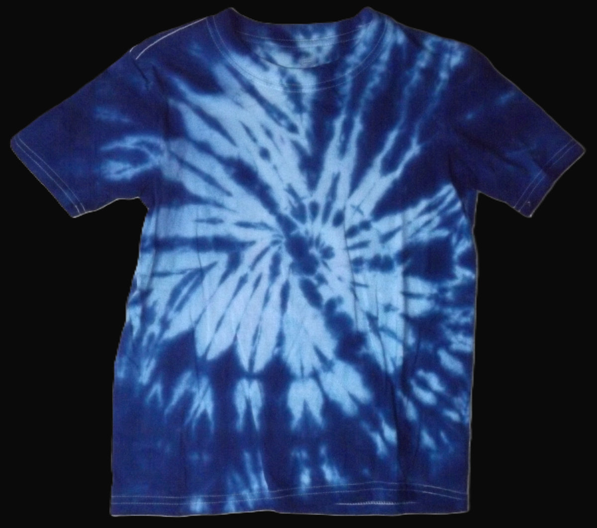 Kids Spiral Tie-dye Medium Crew Neck T-shirt Blue Spiral