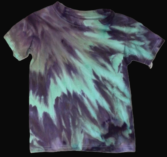 Kids Ice Tie-dye Small Crew Neck T-shirt Green and Purple Split Dye