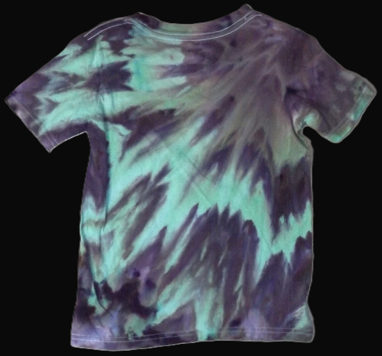 Kids Ice Tie-dye Small Crew Neck T-shirt Green and Purple Split Dye