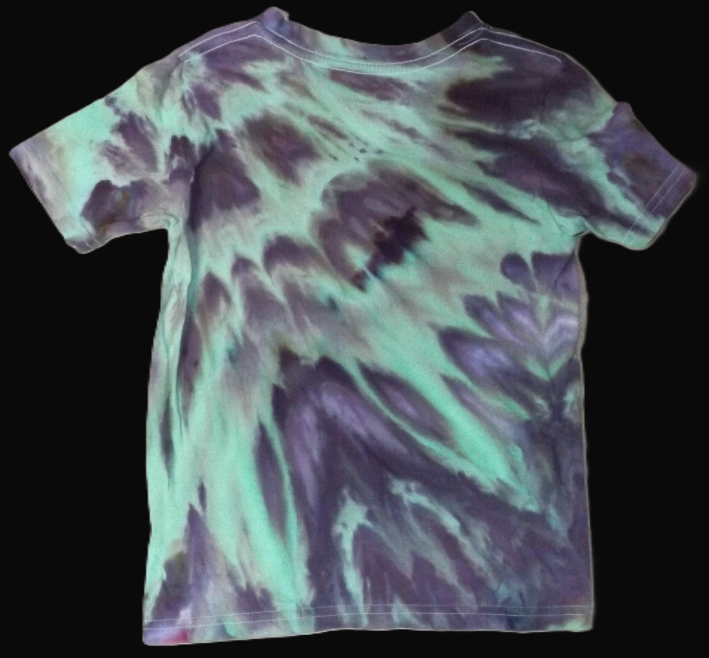 Kids Ice Tie-dye Small Crew Neck T-shirt Purple and Green Split Dye