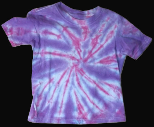 Kids Ice Tie-dye Small Crew Neck T-shirt Pink and Purple Twist
