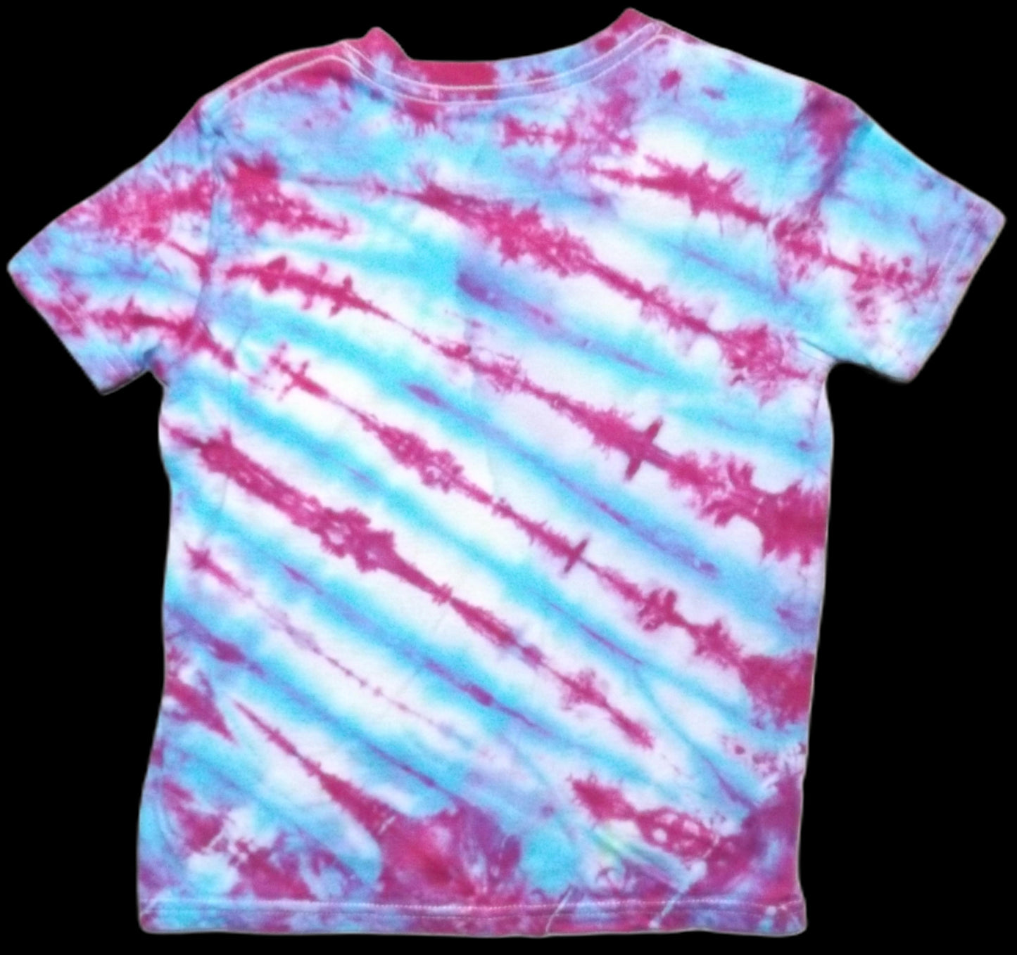 Kids Mirror Tie-dye Small Crew Neck T-shirt Pink and Blue Stripes