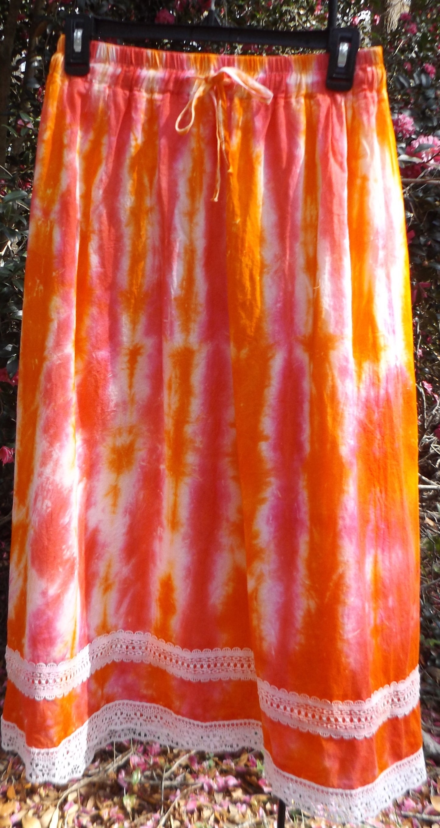 Pleated Tie-dye Linen Skirt