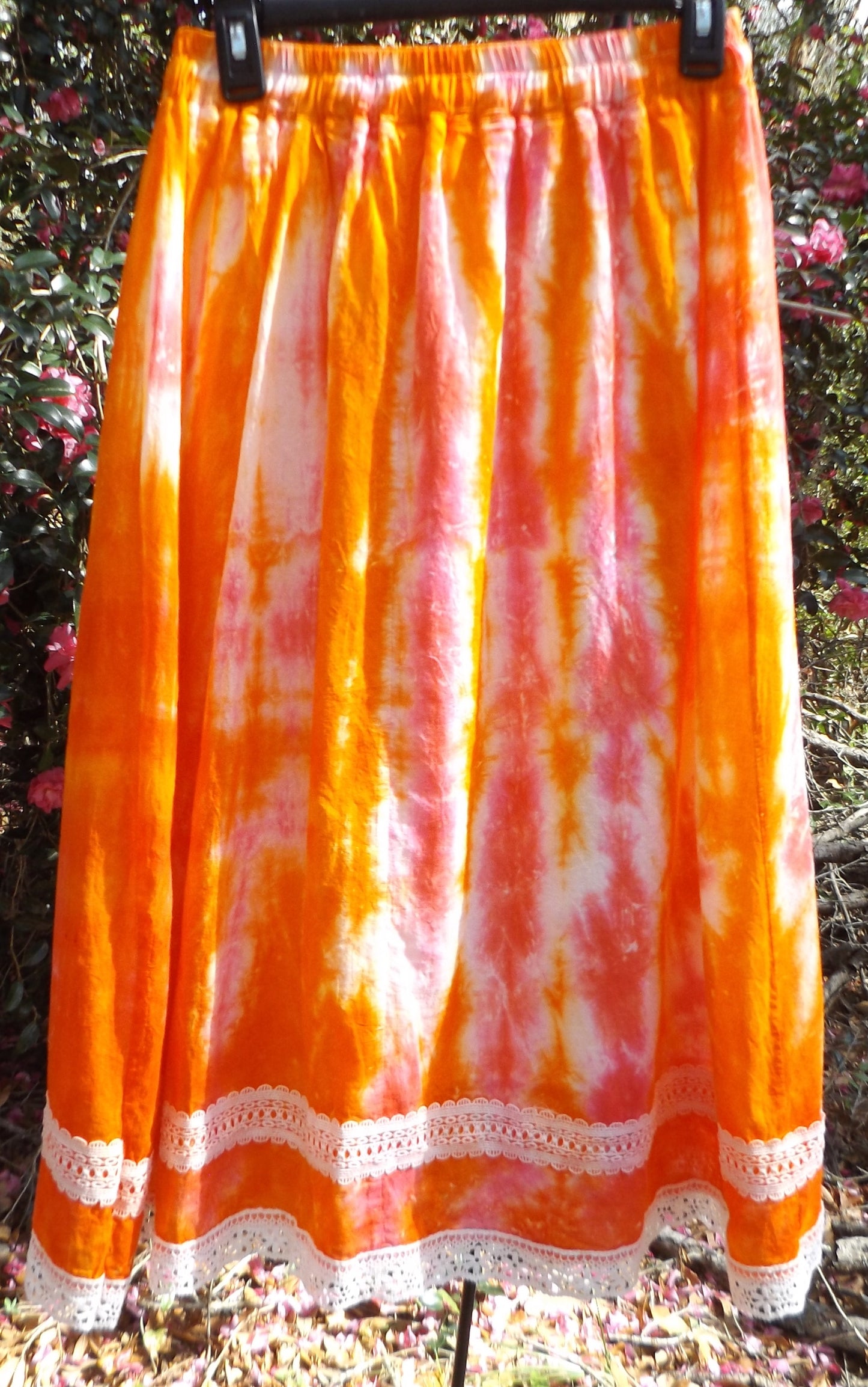 Pleated Tie-dye Linen Skirt