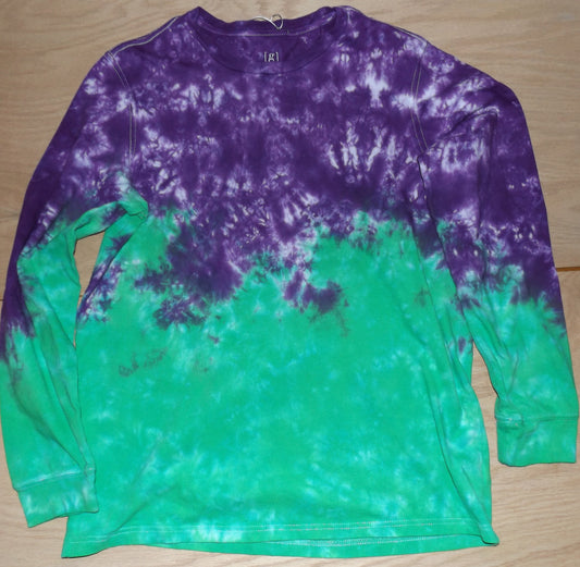 Scrunch Tie-Dye Large Long Sleeve Crew Neck T-shirt Half-n-half