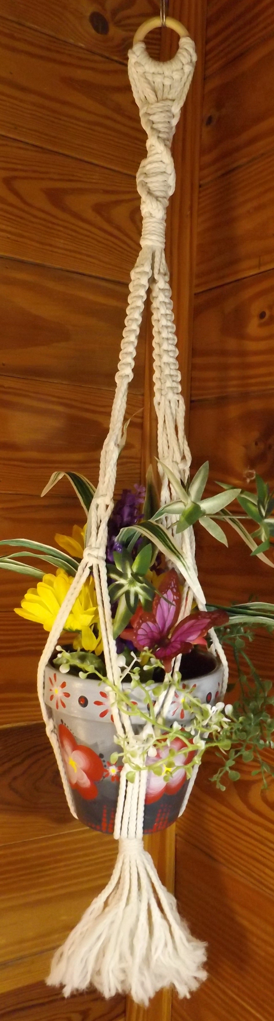 Painted pot and Macrame Grey pot