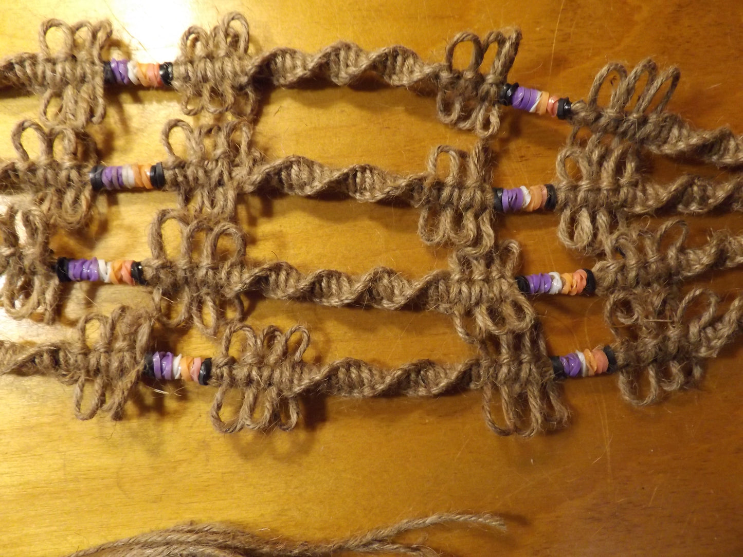 Painted Pot and Macrame Purple and Orange