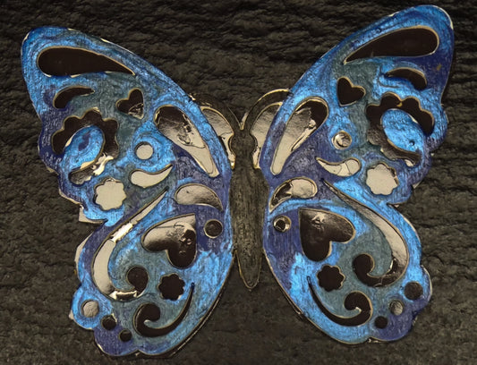 Magnet Butterfly Acrylic Pour in Blue