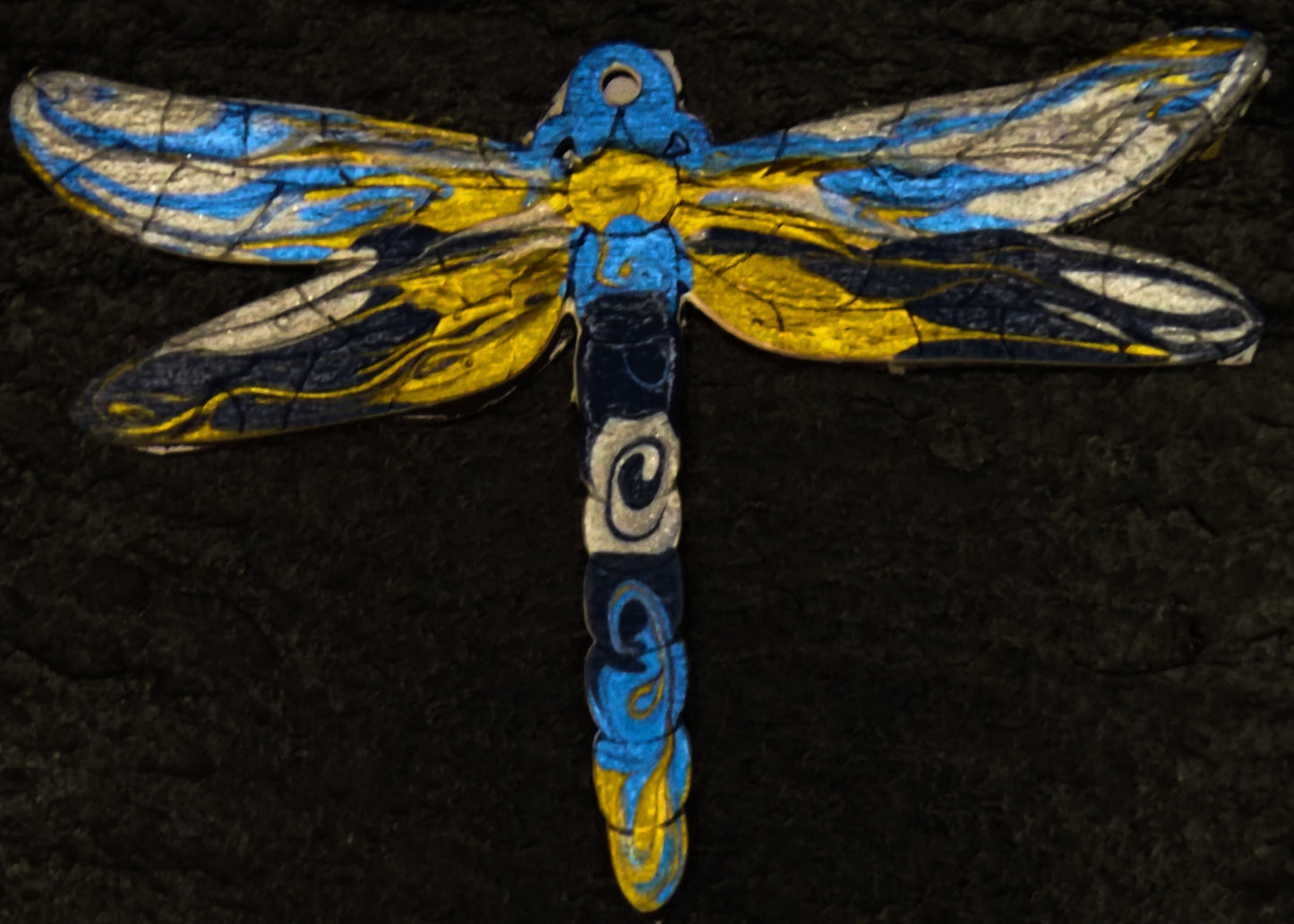 Magnet Dragonfly Blue and Gold Acrylic Pour