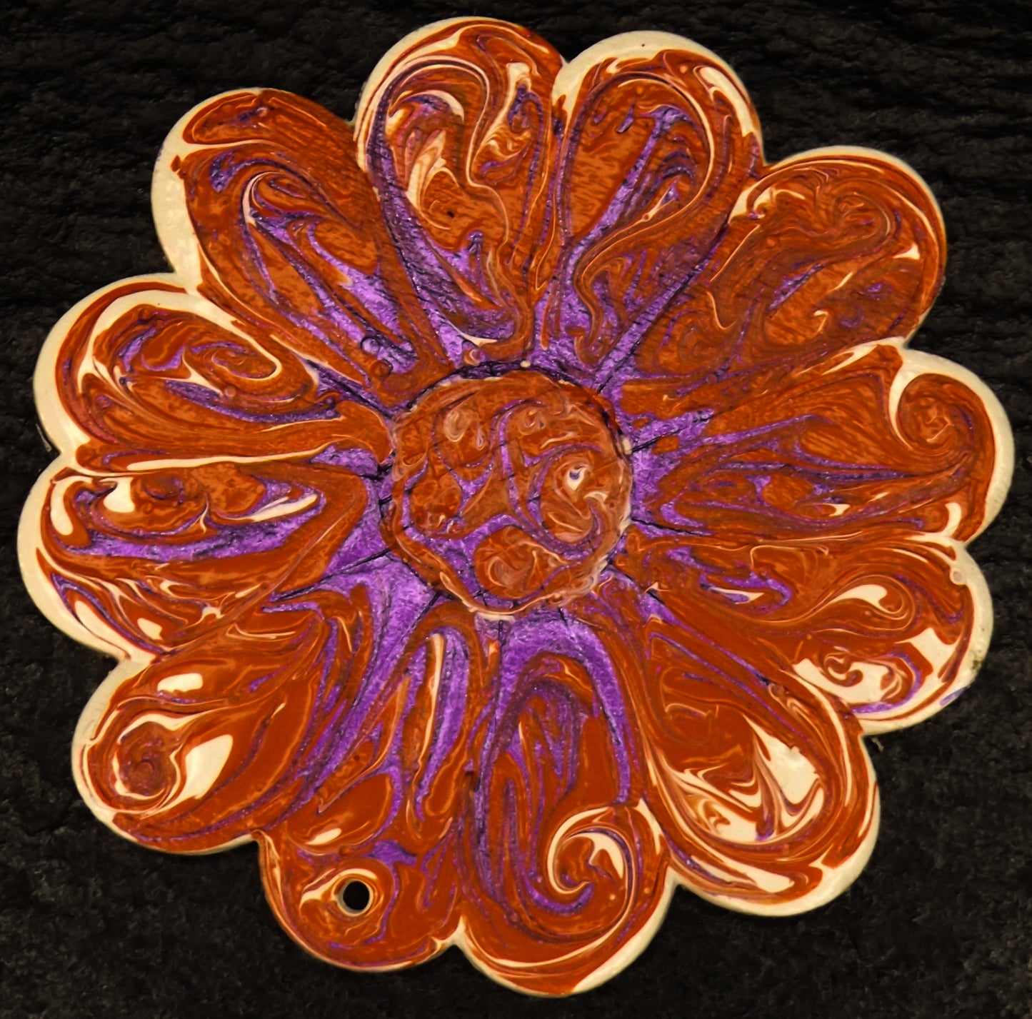 Magnet Flower Orange Acrylic Pour