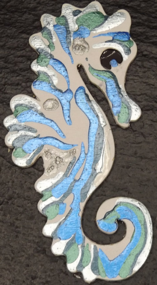 Magnet Seahorse Acrylic Pour Mermaid Colors