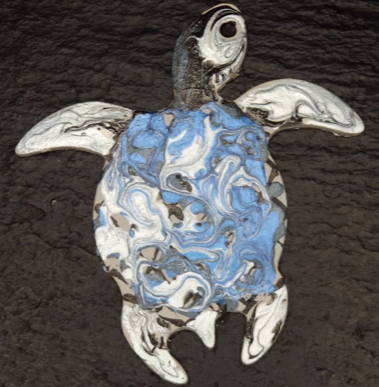 Magnet Turtle Acrylic Pour Mermaid Colors