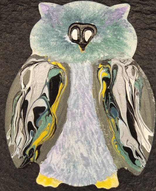 Magnet Owl Metalic Acrylic Pour