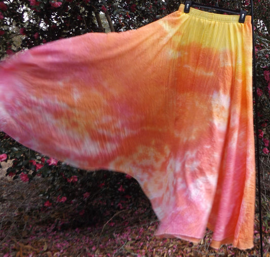 Scrunch Tie-dye Large Maxi Skirt Pink and Yellow