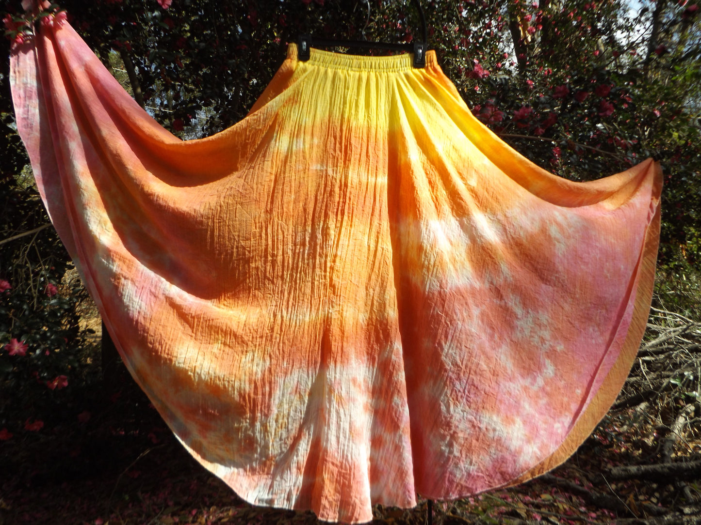 Scrunch Tie-dye Large Maxi Skirt Pink and Yellow