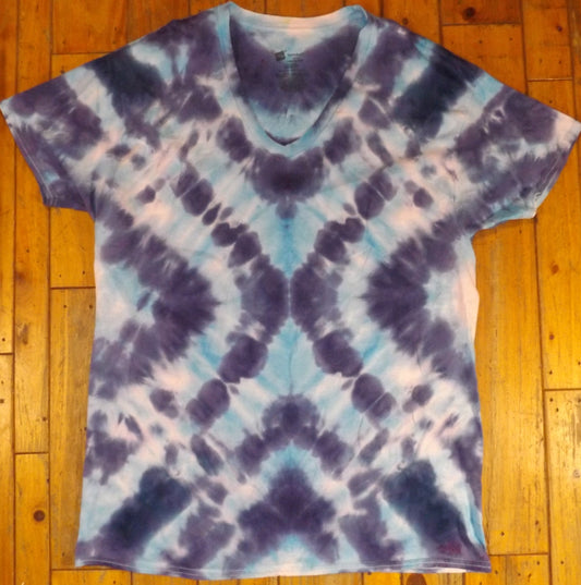 Mirror Tie-dye Large V-Neck T-shirt Blues