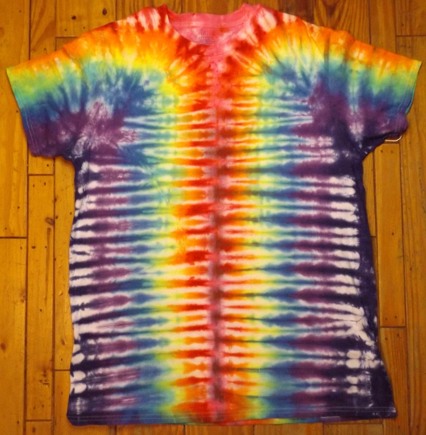 Mirror Tie-dye XL Crew Neck T-shirt Rainbow Zipper