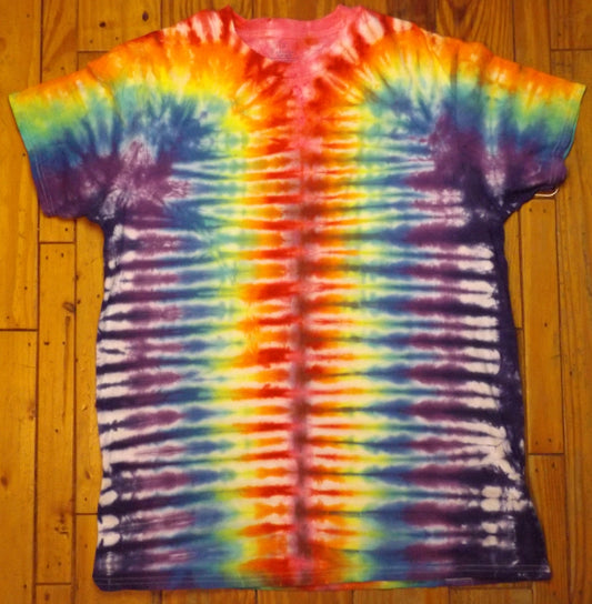 Mirror Tie-dye XL Crew Neck T-shirt Rainbow Zipper