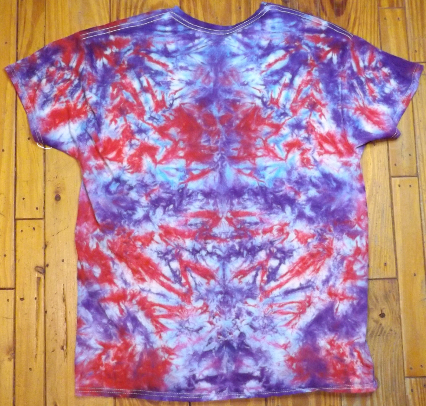 Mirror Tie-dye Large Crew Neck T-shirt Purple and Red Scrunch