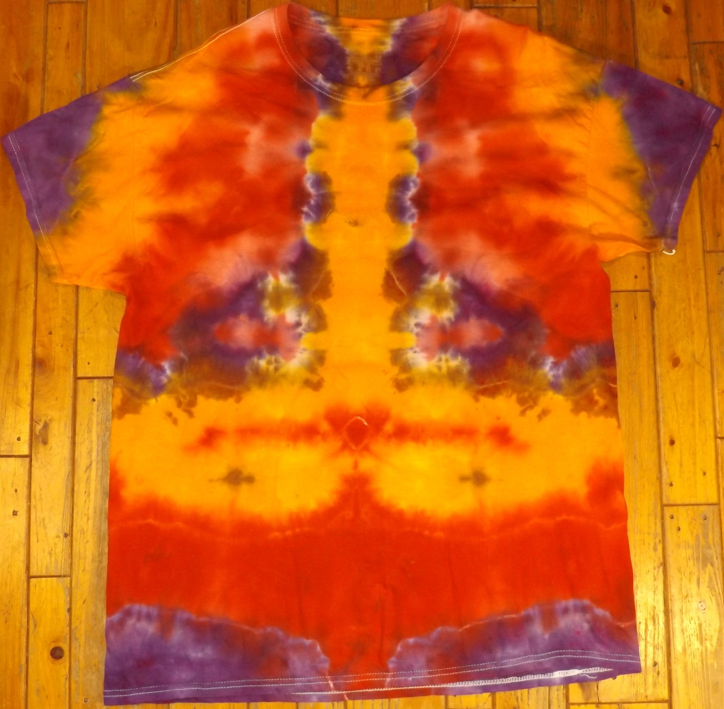 Mirror Tie-dye XL Crew Neck T-shirt Orange Alien