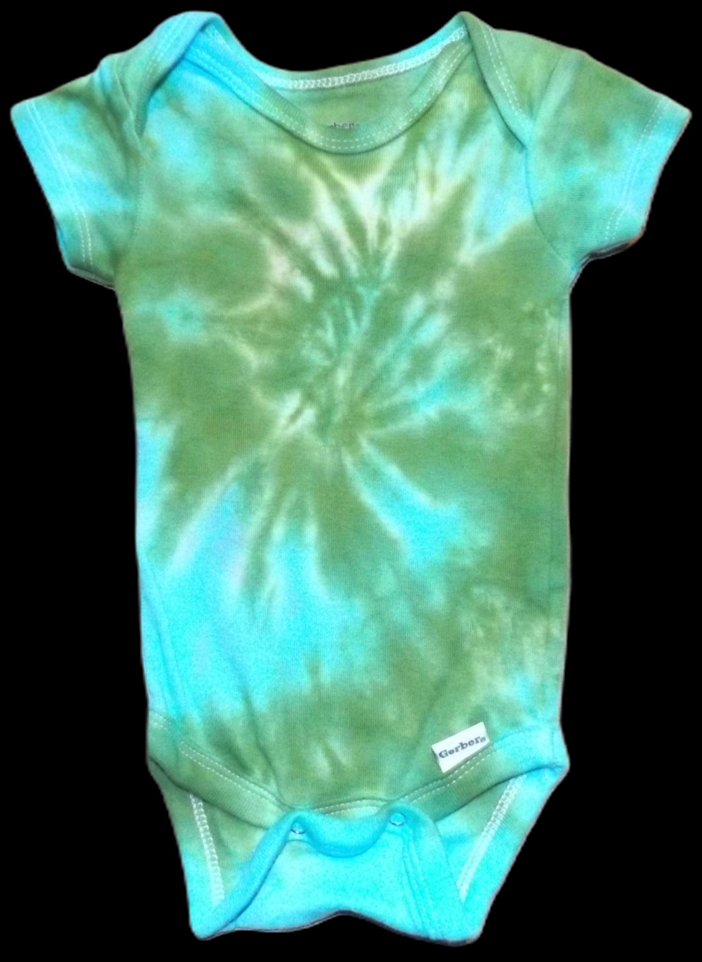 Onsie Spiral Tie-dye 0-3 Months Green and Aqua Spiral
