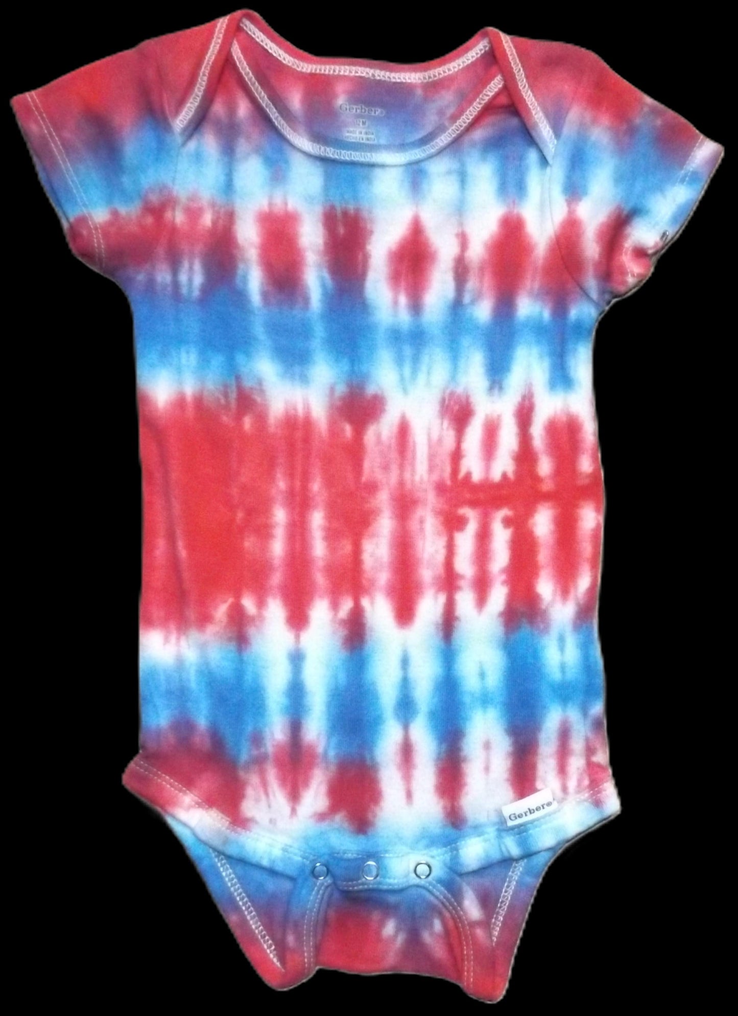 Onesie Pleat Tie-dye 12 Months Red White and Blue